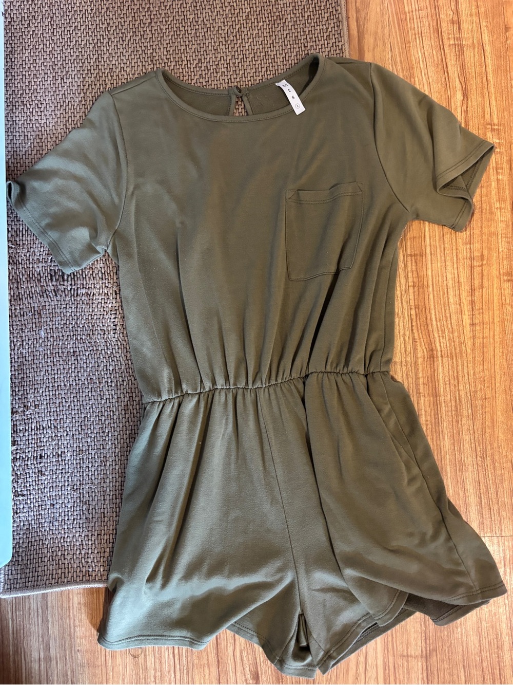 mts Olive Green Short Sleeve Waist-Elastic Romper - Picture 1 of 2
